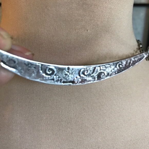 HOPI NATIVE AMERICAN STERLING SILVER CRESCENT MOON COLLAR NECKLACE AND EARRINGS - Picture 4 of 8